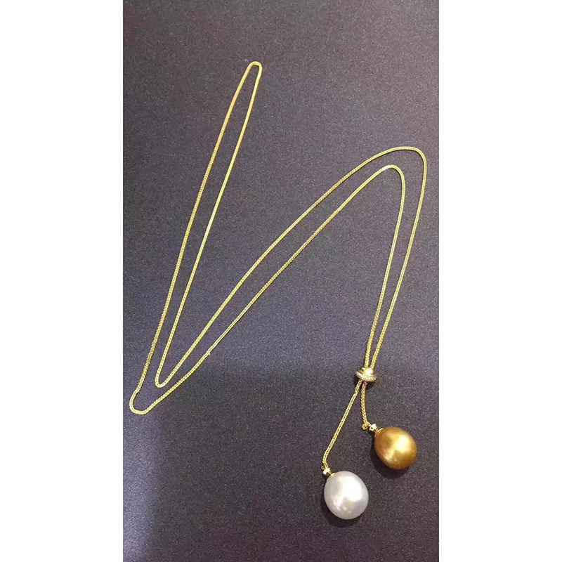 Женское золотистое и белое ожерелье с бриллиантами 18 карат|Ожерелья| |