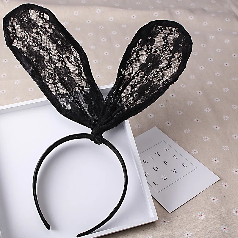 MISM Cute Flower Lace Bunny Hairband Women Korean Headband Sexy Ears Girls Female Party Prom Hairpins Hair Accessories | Аксессуары для