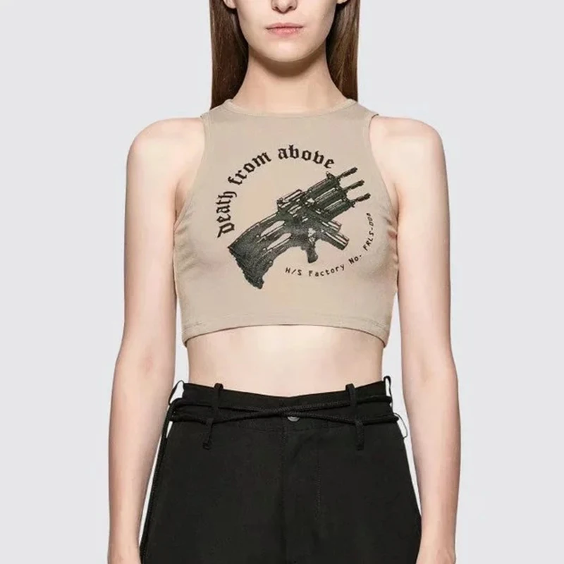 Женский укороченный топ в стиле милитари без рукавов|Майки| |