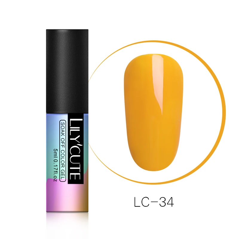 LC-34 LILYCUTE зеленый УФ-гель для ногтей Vernis полуперманентный дизайн ногтей украшение чистый Гель-лак для маникюра дизайн ногтей 5 мл - Цвет: LC-34