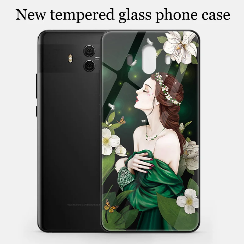 

For Huawei Mate10 pro case girls tempered glass back cover Mate10pro case For Huawei Mate 10 pro 10pro Phone Cases BLA-AL00 skin