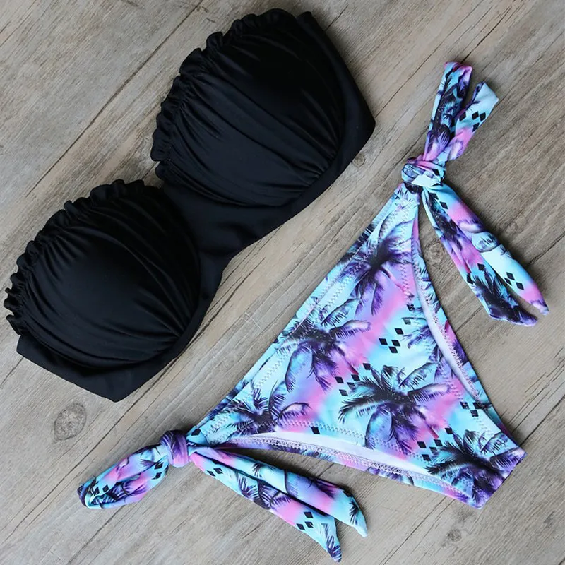 2017 New Summer Beach Strapless Mermaid Shell Bikini Set Two Piece Sexy Women Low Waist Triangle Swimwear Swimsuits Bathing Suit |