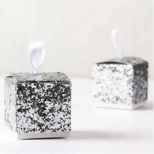 2018 Bruiloft Gunsten En Geschenken Gunst Chocolade Snoep Geschenkdozen Party Zilver/Goud Glitter Doos Voor gast | Дом и сад