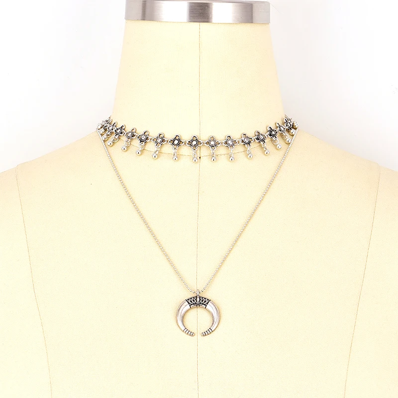 2 шт./компл. Бохо луна цветок кисточка цепочка подвеска длинное ожерелье для