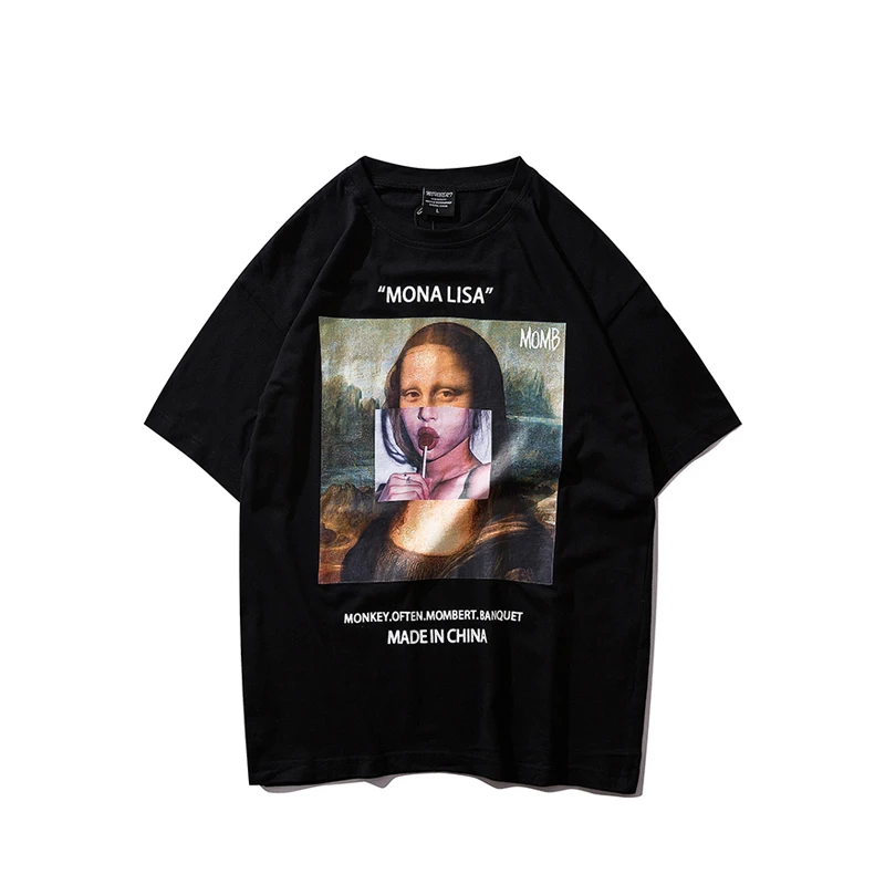 UNCLEDONJM Monalisa хип хоп футболка забавная Мужская рубашка 2019 летняя короткий рукав