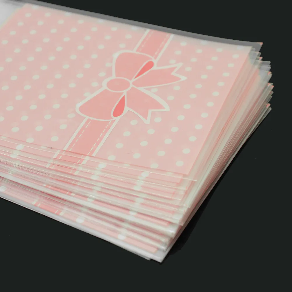 50 шт. Милый Бант в горошек самоклеящийся пластиковый пакет 7 9 см ширину для