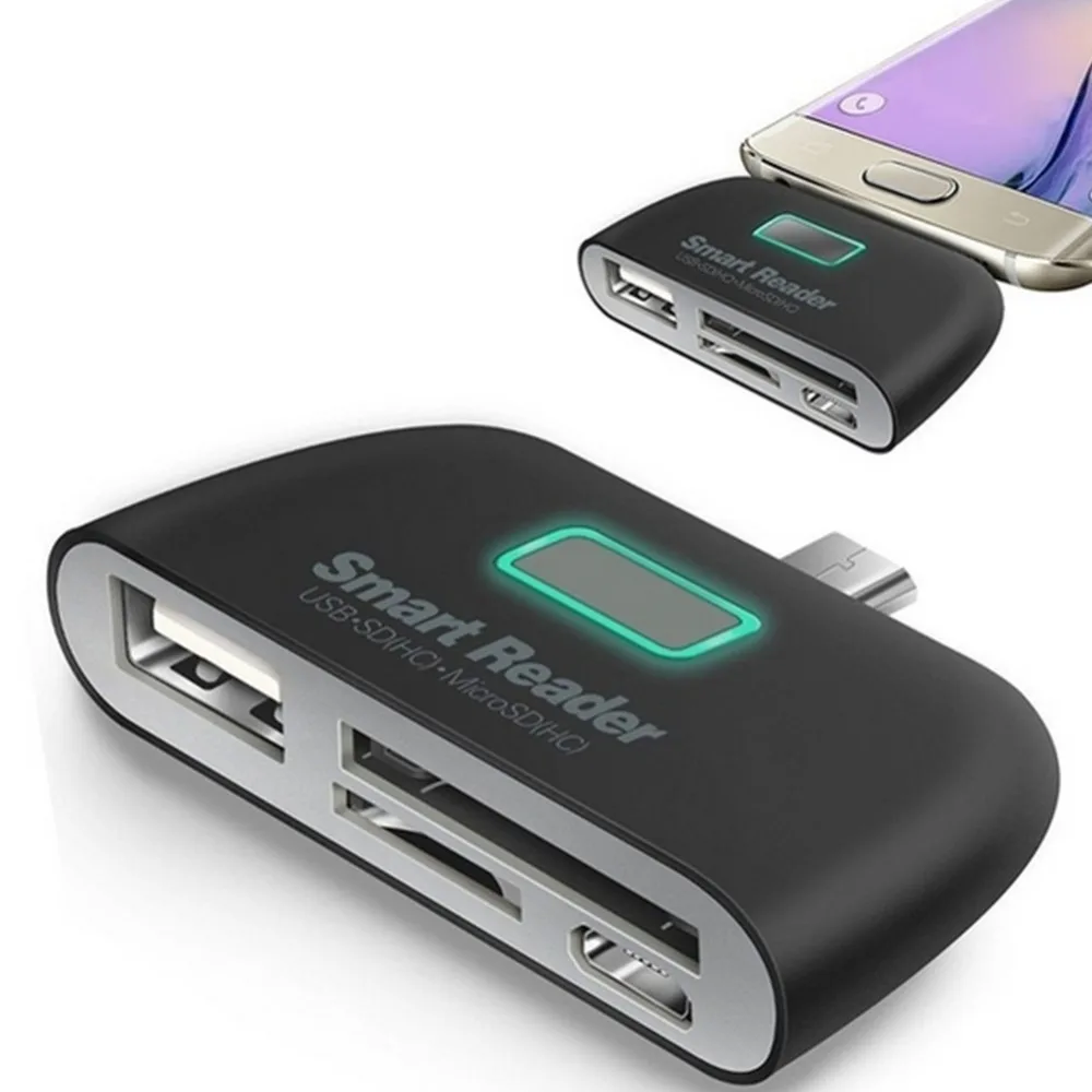 Buyincoin высококачественный 4 в 1 OTG/TF/SD смарт кардридер адаптер Micro USB зарядка прочный