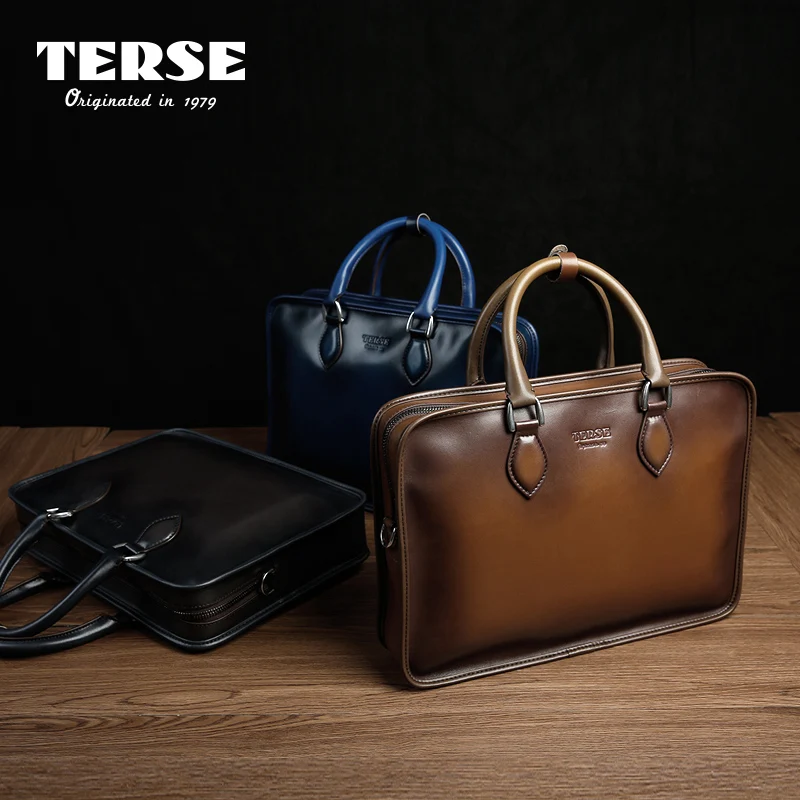 TERSE_New Fashion мужской портфель из натуральной кожи мужская сумка деловой табак цвет