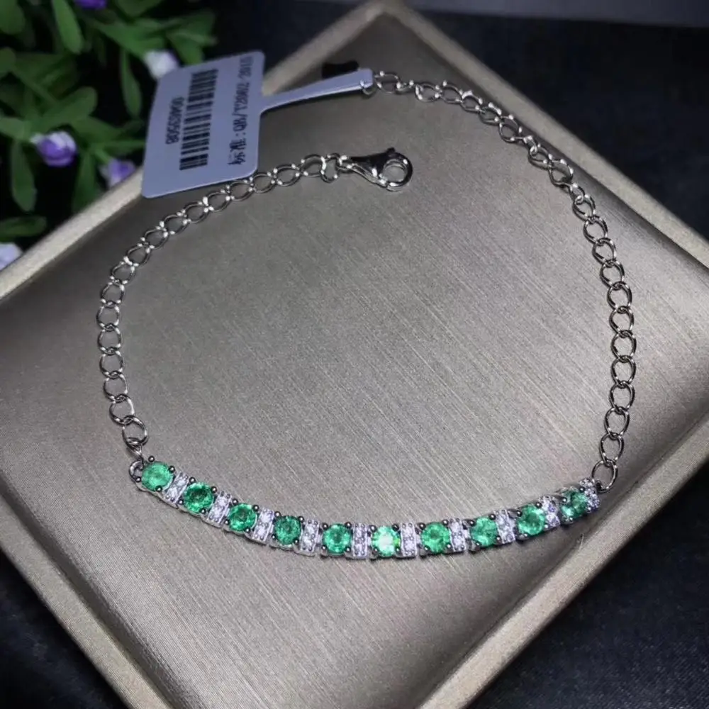 new style charming green emerald gemstone bracelet for women with silver 3