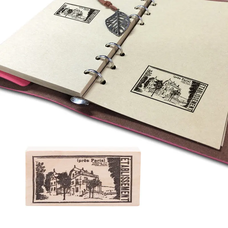 Лидер продаж Винтаж здание газета украшение штамп деревянные и резиновые штампы