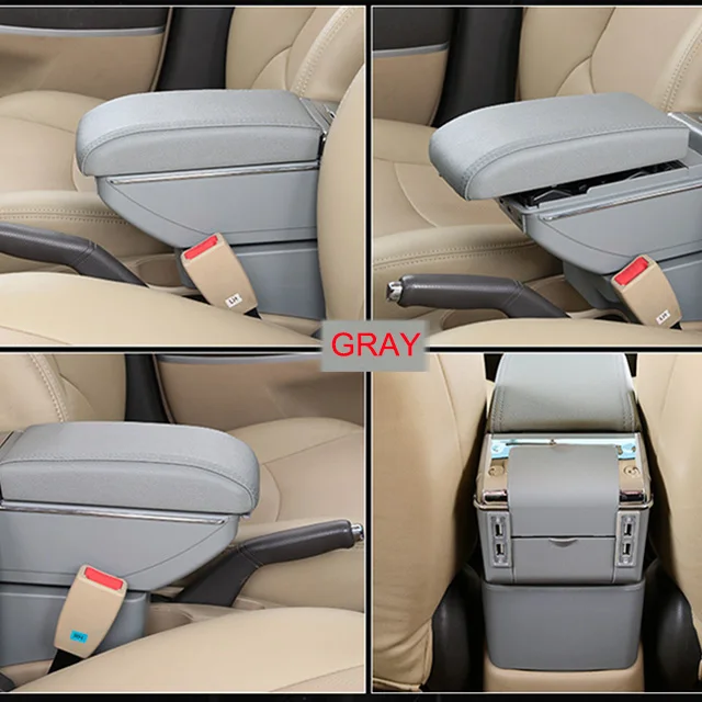 Подлокотник коробка для Suzuki Swift 2005- usb зарядка светодиодный светильник автомобильный подлокотник вращающийся центр консоль коробка для хранения автомобиля стиль - Название цвета: Серый