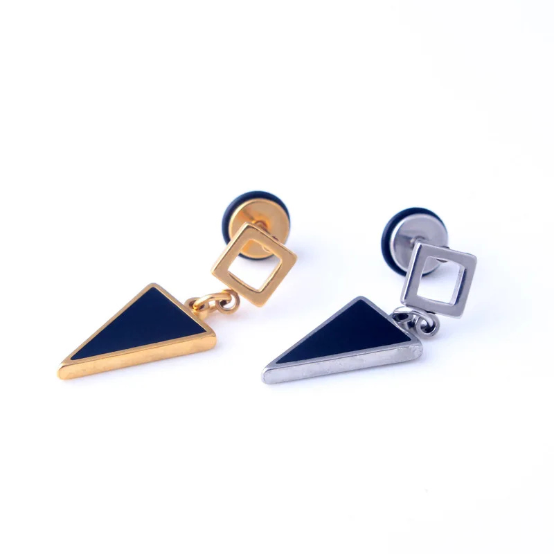 Модные женские и мужские треугольные серьги в стиле панк из нержавеющей стали