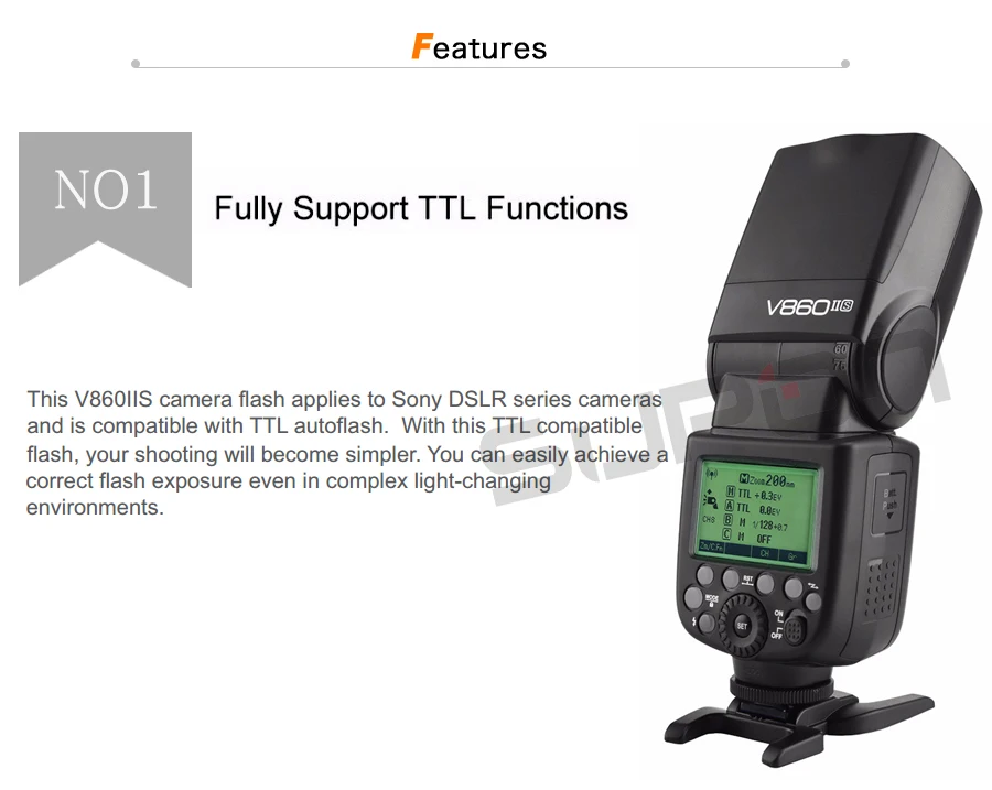 Godox V860II флэш-V860II-S ttl 2,4G GN60 вспышка для фотокамер Speedlite HSS 1/8000s 2000 mAh батарея Камера Вспышка Speedlite вспышка триггера для sony+ подарочный набор