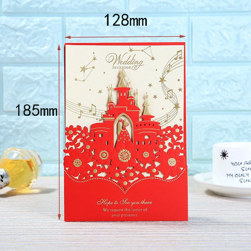100pcs Laser Cut Castle Wedding Invitations Card Stamping Business Greeting Customize Birthday Party Favor Supplies | Дом и сад