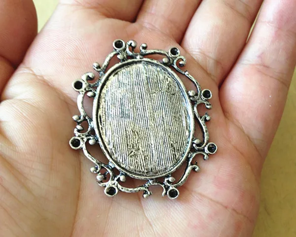10 шт./лот античный серебряный овальный кабошон подвеска лоток аксессуары 23 мм x 30 |