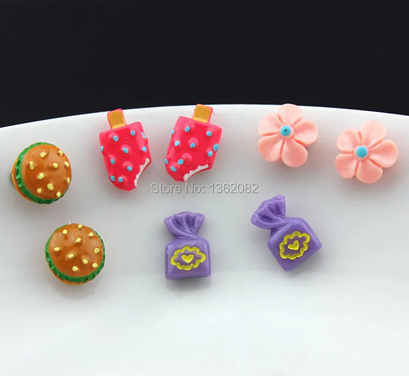 12 пар милые серьги в виде мороженого с пирожными модные магнитные конфет для