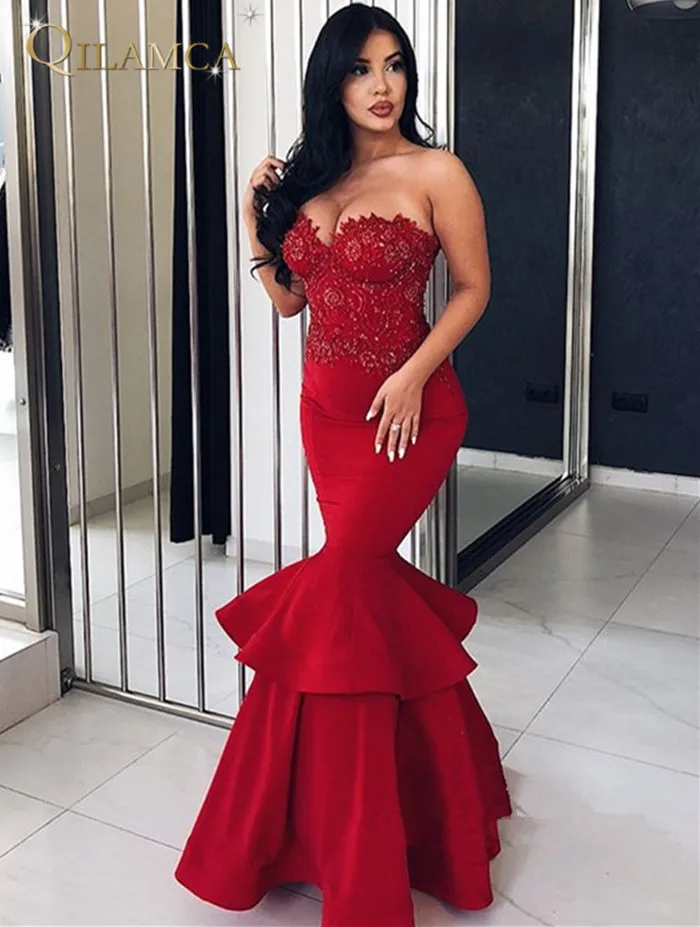 vestido de festa Sexy Evening Gowns Sweetheart robe soiree Red Mermaid Dresses Long 2018 Best Selling | Свадьбы и торжества