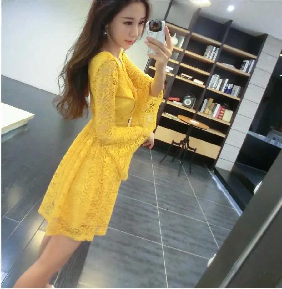Vestidos Бесплатная доставка Новое корейское высокое качество V Воротник с