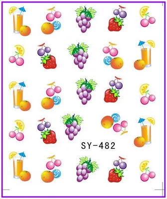 6 упак./лот блестящая наклейка на воду для ногтевого дизайна ногтей фруктовый