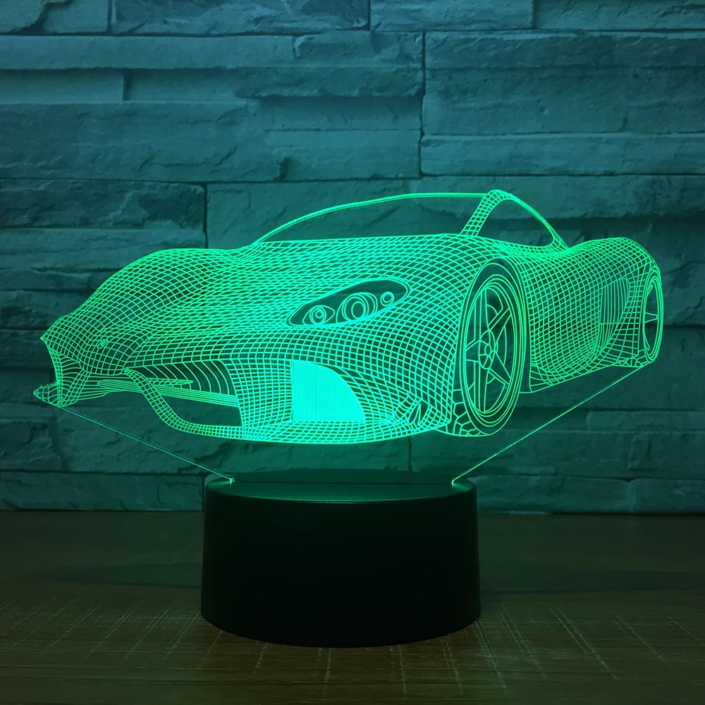 Moden Супер гоночный автомобиль 3D 7 цветов лампа визуальный светодиодный ночные