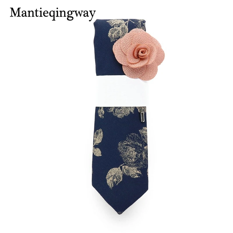 061 Мужские хлопковые Галстуки Mantieqingway, 19 цветов, с цветочным принтом, тонкий галстук Gravatas Corbatas, Модный свадебный деловой галстук, галстуки - Цвет: 061