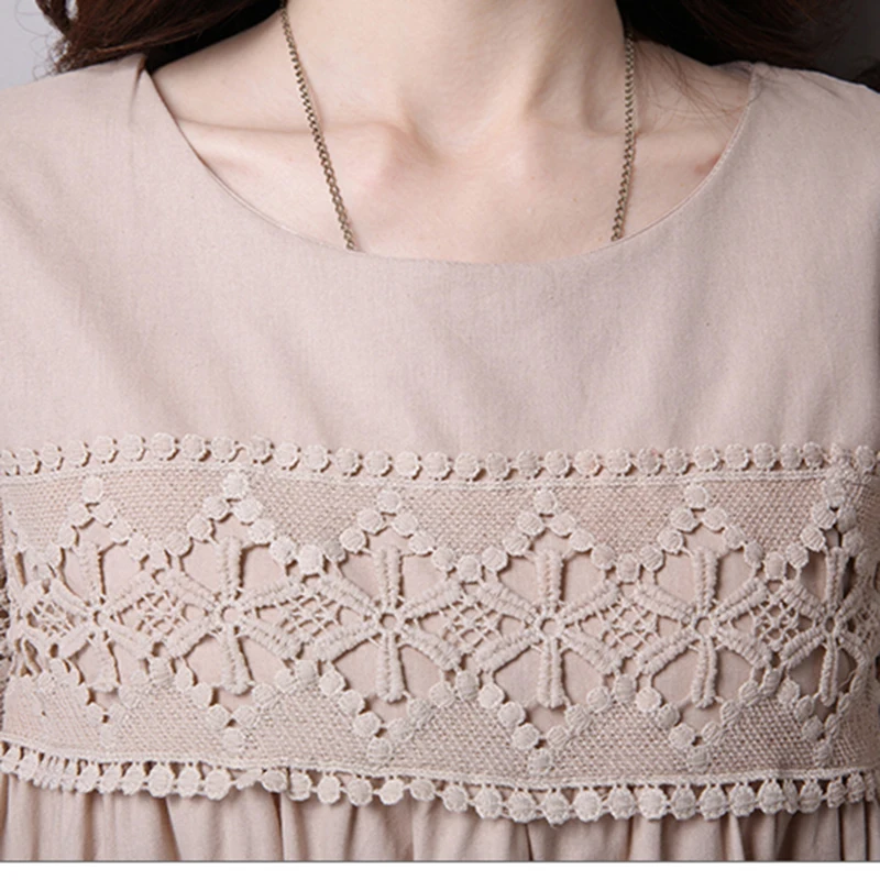 2020 новое летнее кружевное лоскутное хлопковое льняное платье женское свободное