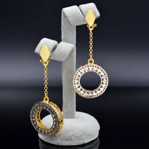 Sunny Jewelry модные украшения для женщин колье серьги кулон массивные Роскошные Ювелирные наборы круглые полые звезды Вечерние - Окраска металла: Earrings M