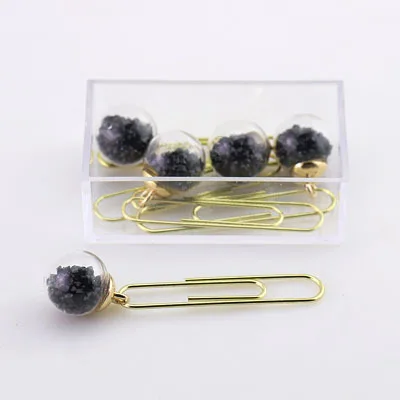 Black Diamond 5 шт./компл. DIY милые металла Стекло мяч Бумага Клип Творческий офисные Bingding поставки для заметок письмо Бумага закладки зажимы - Цвет: Black Diamond