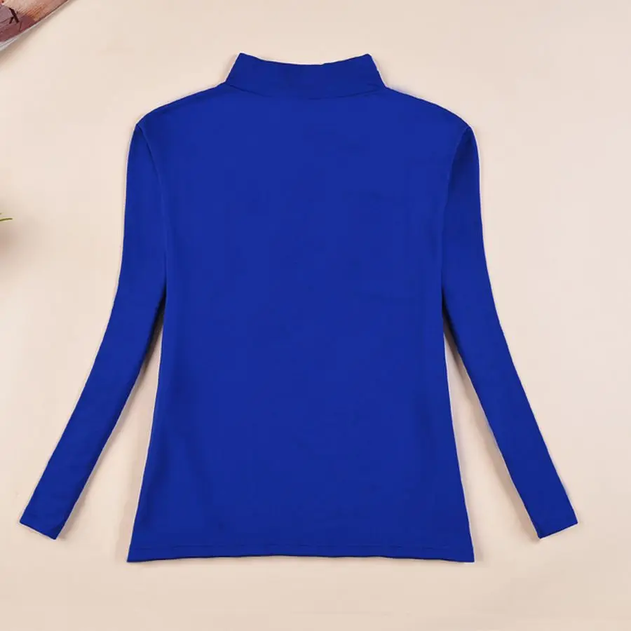 801 blue Корейские модные женские свитера и пуловеры больших размеров, Sueter, водолазка с рукавами-рюшами, одноцветные тонкие сексуальные эластичные женские топы - Цвет: 801 blue