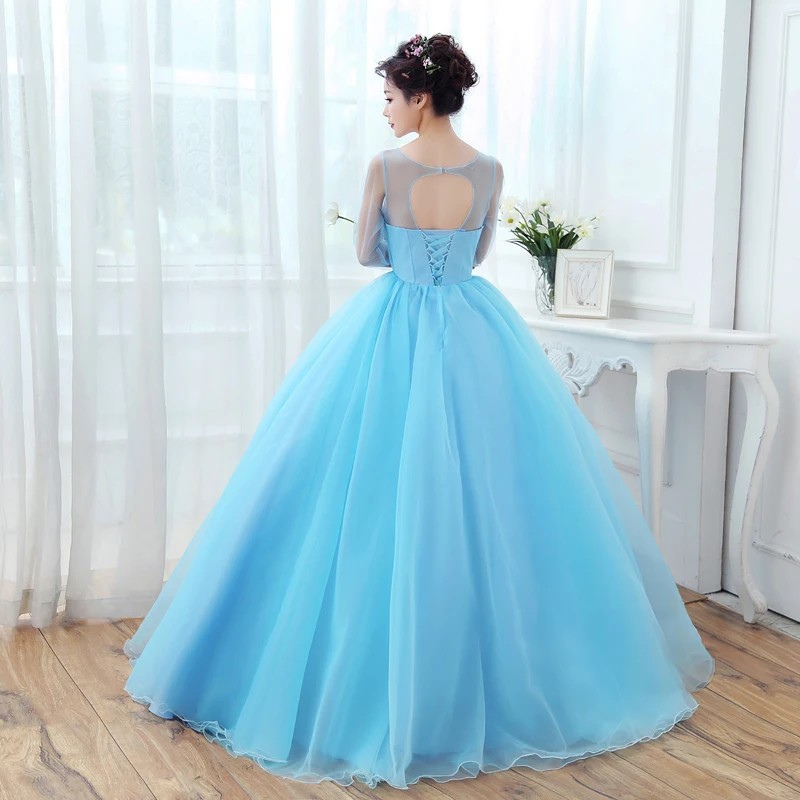 Платье для выпускного бала светло синее вечернее платье с глубоким вырезом и