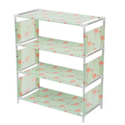 new green 4 layer Простой нетканый тканевый стеллаж хранение обуви Прихожая обувной Органайзер держатель двери обувной шкаф для хранения DIY мебель для дома - Цвет: new green 4 layer