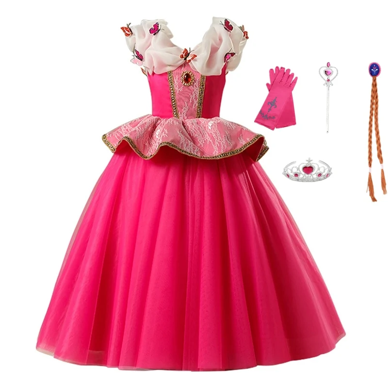 Платье принцессы Auror спящий красивый костюм для девочек детское красное платье с