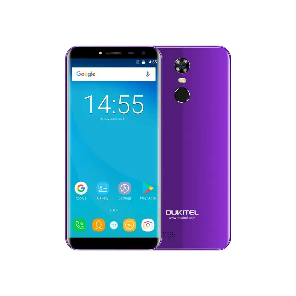 Фиолетовый Oukitel C8 18:9 Дисплей 5." Смартфон Android 7.0 MT6580A 4 ядра 3000 мАч 2 ГБ+ 16 ГБ отпечатков пальцев 13MP мобильного телефона - Цвет: Фиолетовый