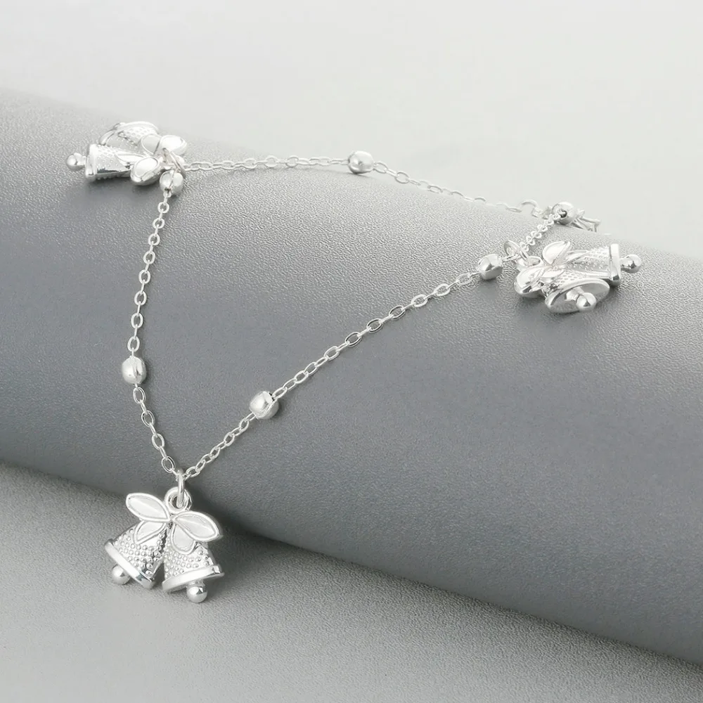 Модный звенящий ножной браслет для женщин талисман девушки двойная подвеска с