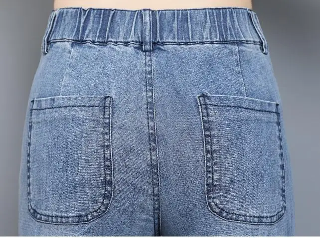 Демисезонные повседневные женские рваные джинсовые брюки с высокой талией и