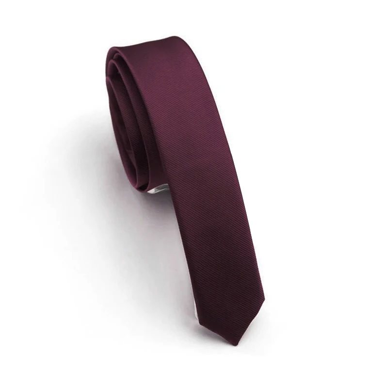 maroon KAMBERFT высокое качество 4 см натуральный шелк галстук сплошной цвет черный ручной работы модные мужские тканые Узкие галстуки для свадебной вечеринки - Цвет: maroon