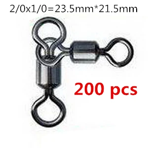 200xSize2-0 1-0 200 шт. 3-Way рыболовные Вертлюги соединитель медный сплав рыболовные тройные Вертлюги соединитель различные размеры рыболовные снасти Вертлюг - Цвет: 200xSize2-0 1-0
