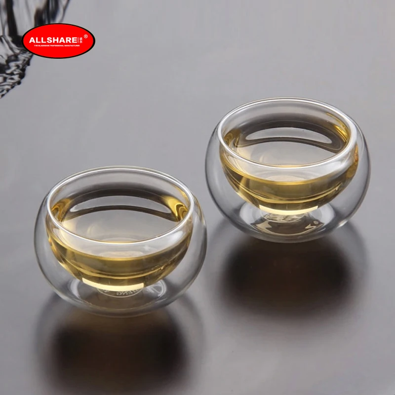 Free shipping heat resistant set of 6pcs high quality manmade tea cup double wall teapot 400057 | Дом и сад