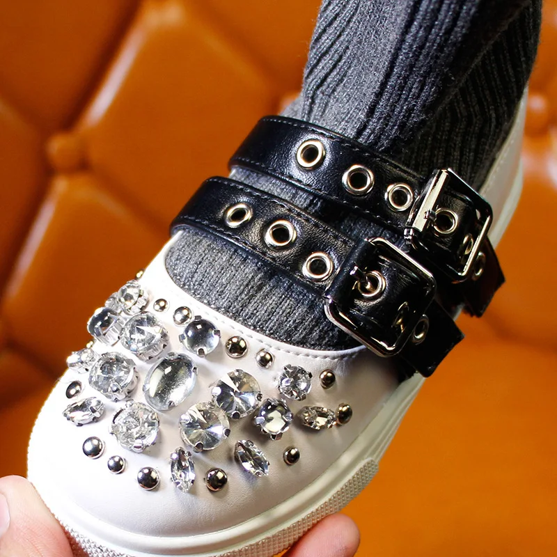 Girls Crystal Fashion Mid-calf Boots 2018 Children's Slip-on Round Toe Shoes Winter for | Детская одежда и обувь