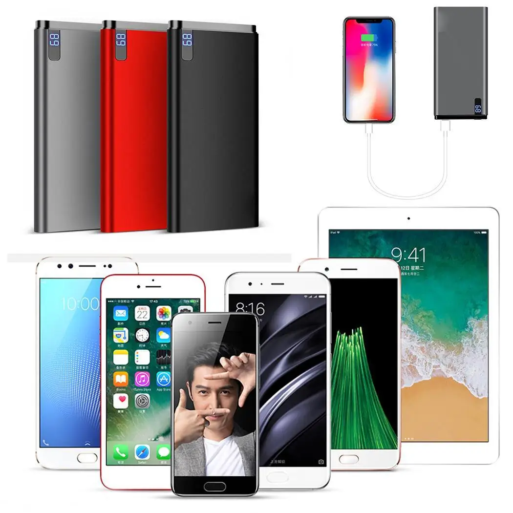 8000 мАч портативный тонкий внешний аккумулятор LCD интеллектуальный цифровой