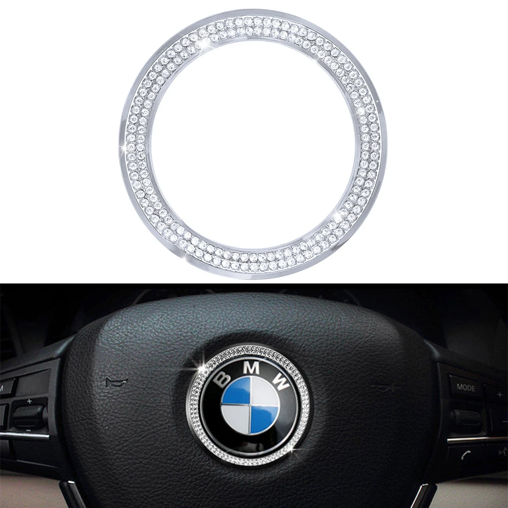 ZOGO for BMW Accessories Steering Wheel LOGO Covers Decal Stickers Bling Interior Visors Decoration 3 4 5 6 Series X3 X5 Crystal