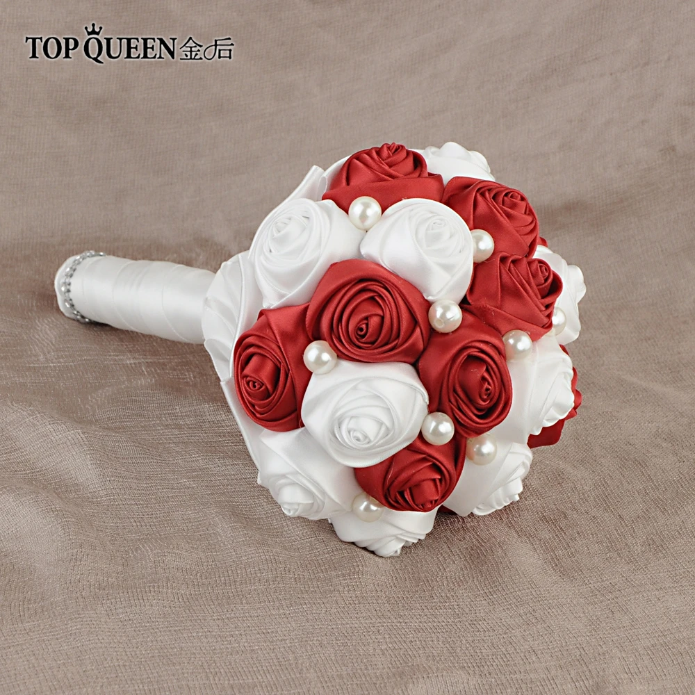 TOPQUEEN F4-WRD цветок Свадебный букет невесты с искусственными розовыми цветами розы цвет может настроить любые цвета свадебный букет