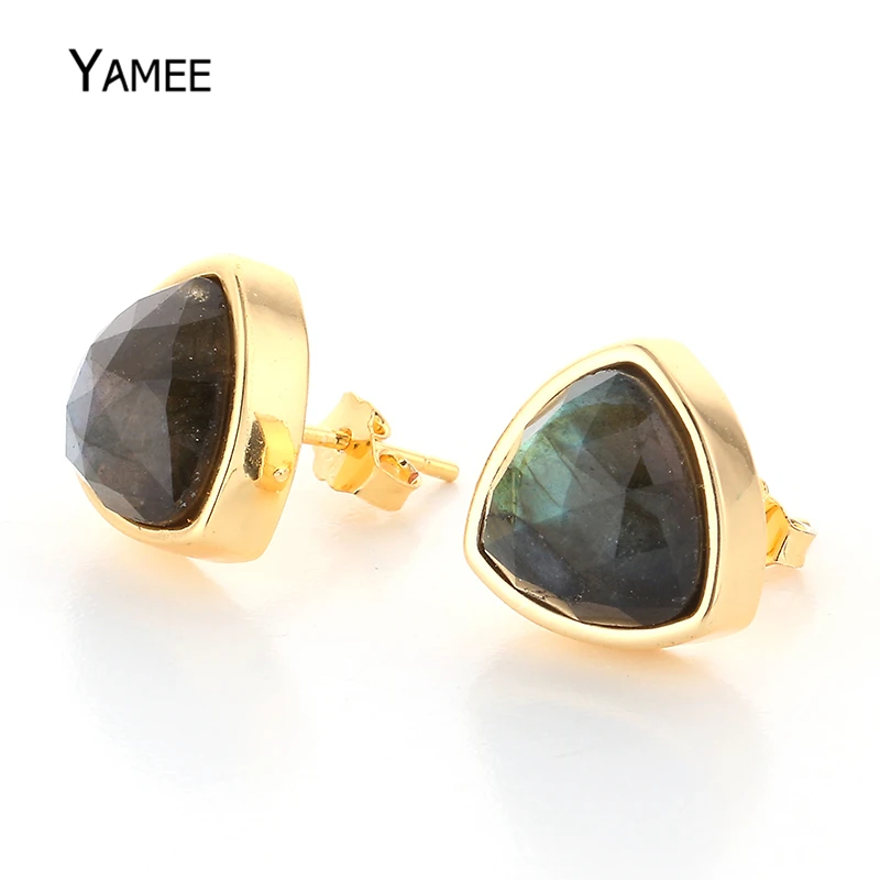 Женские Простые треугольные серьги гвоздики золотого цвета элегантные женские с