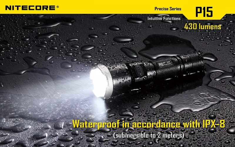 NITECORE P15 точные CREE XP-G2 430-люмен светодиодный фонарик Фонарь для самозащиты с NL1823 батареи и F1 chagrer