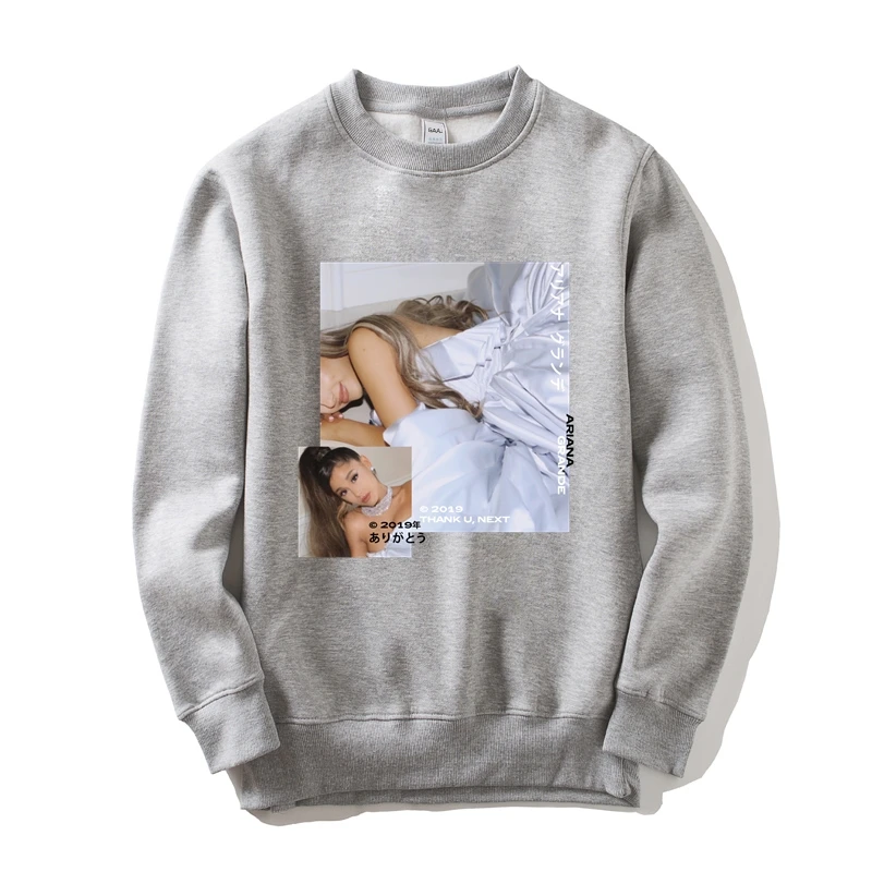 Эксклюзивное Платье Thank U Next Мужская и Женская Повседневная Толстовка с капюшоном спортивный костюм куртка одежда с принтом Повседневная новая флисовая - Цвет: Grey