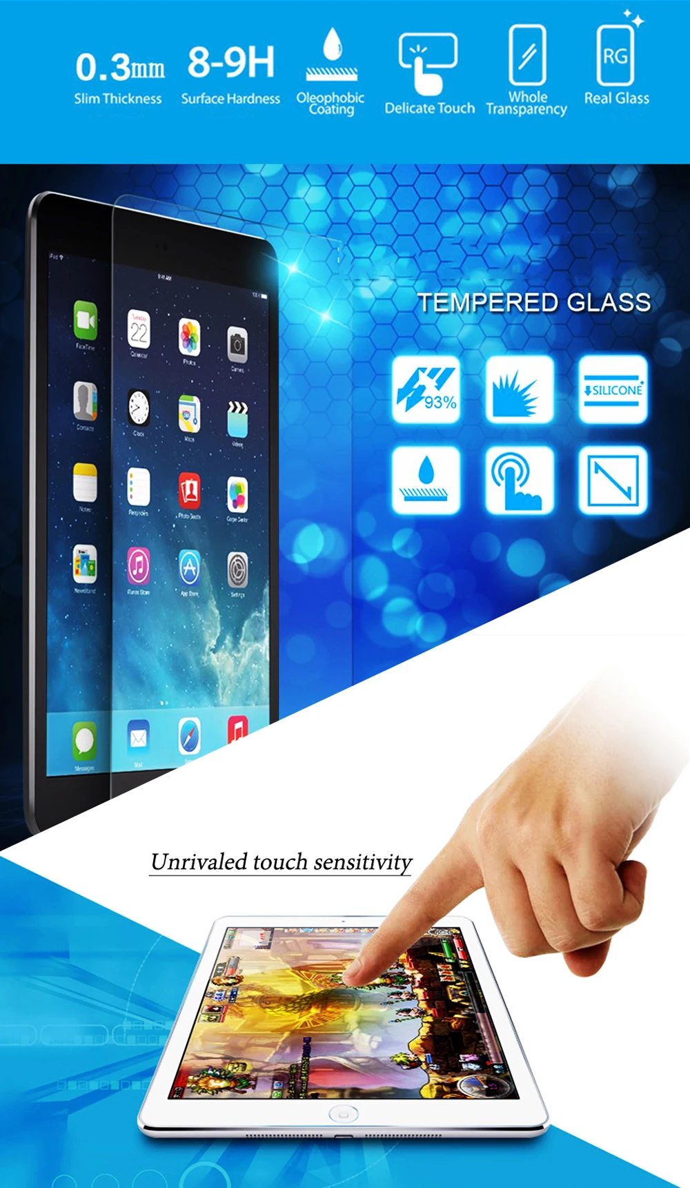 Закаленное стекло для ipad air 1 2 ipad mini 2 3 4 5 6 11 дюймов HD экран протектор 9H Защитное стекло для ipad 9,7 10,5