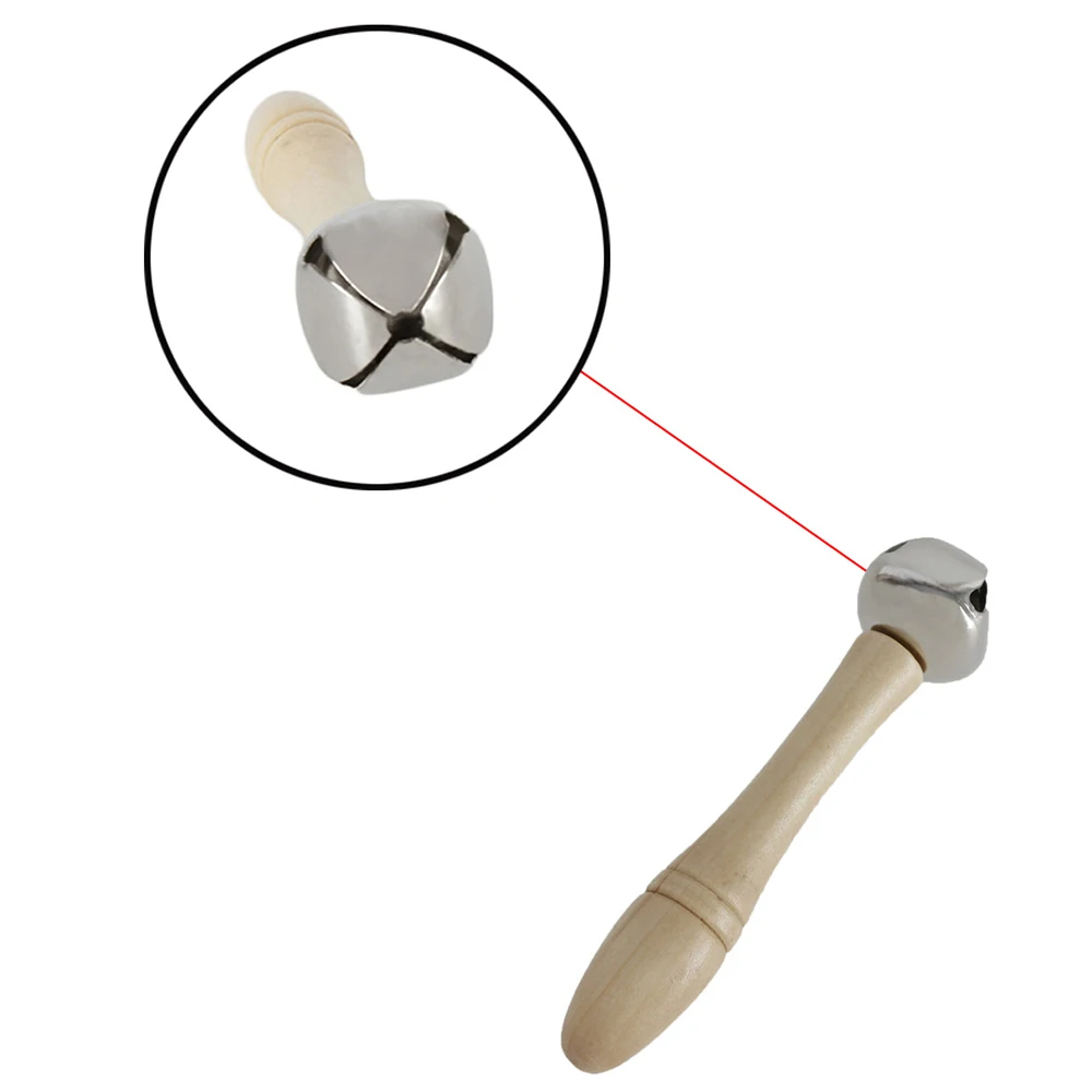 Один Jingle Bell ручка колокольчика шейкер с деревянной ручкой музыкальная игрушка