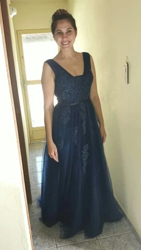vestido de festa, милое кружевное длинное платье с v-образным вырезом, вечерние, сексуальные, с открытой спиной, с бисером, с жемчугом, Vestido - Цвет: Black