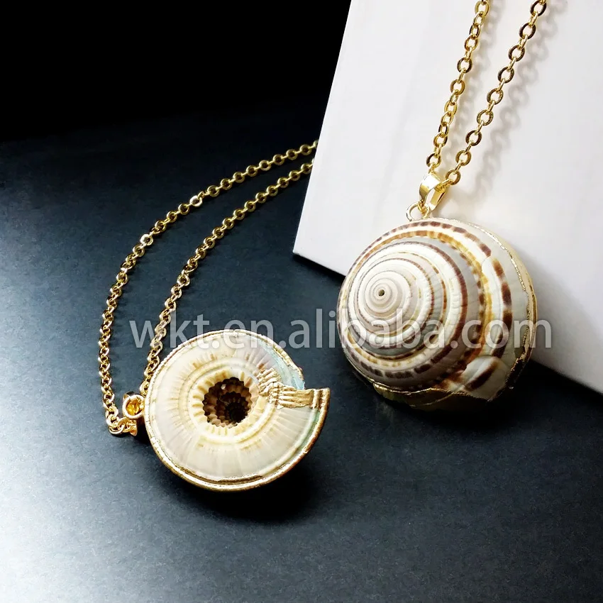 Ожерелье из морской раковины в форме улитки ожерелье с золотой подвеской подарок