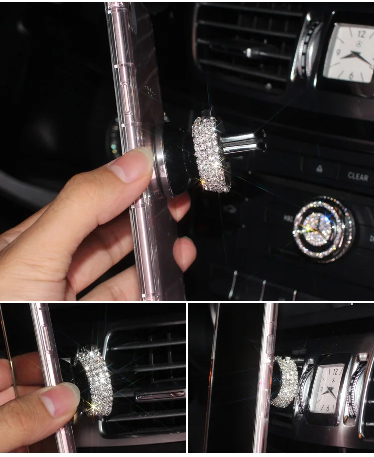 LUNASBORE роскошный бриллиант Bling Универсальный Автомобильный держатель для телефона Магнитный воздушный вентиляционный держатель подставка для мобильного телефона держатель для Леди Девушка женский подарок